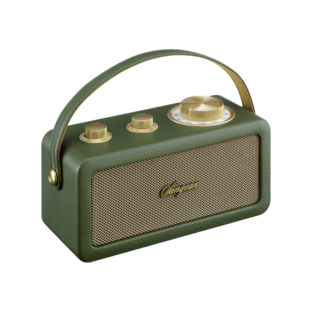 Enceinte bluetooth radio vintage verte
