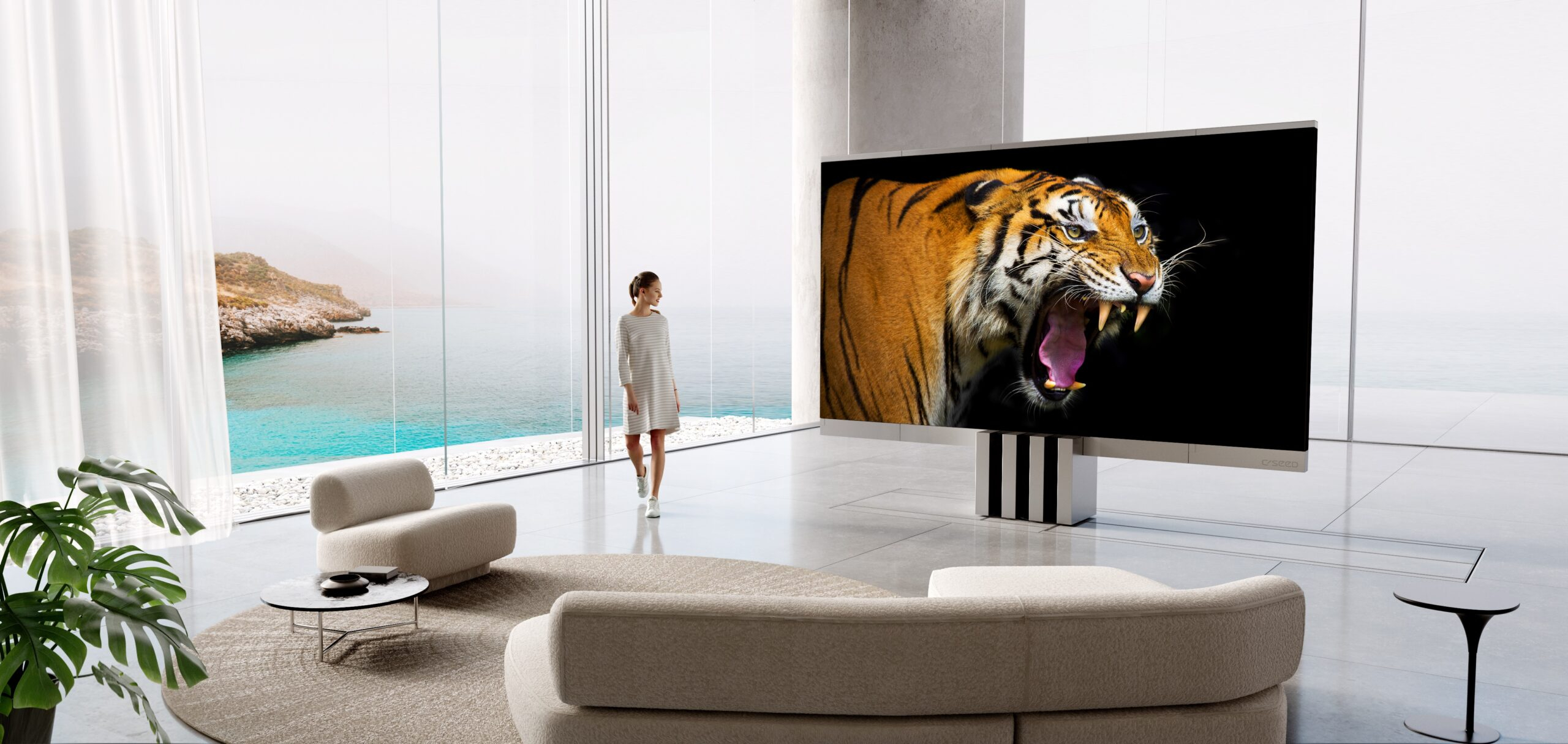 C SEED M1 — téléviseur 4K MicroLED qui s'élève du sol