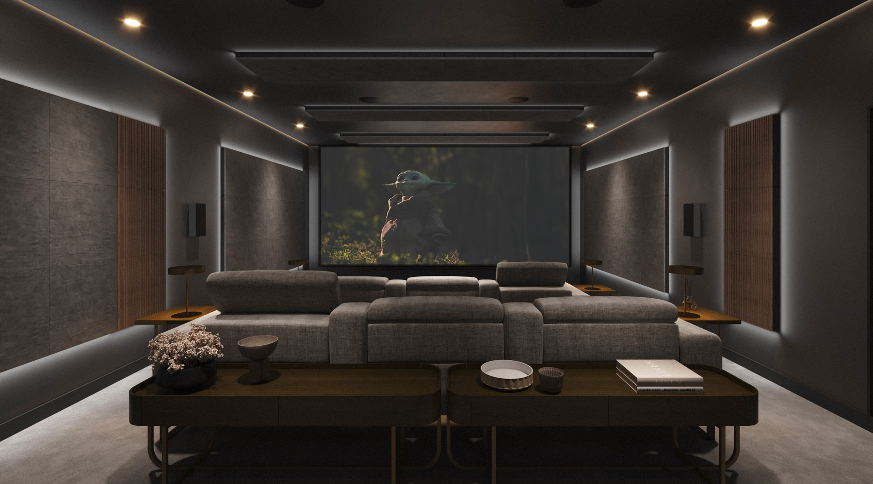 Home cinéma Artnovion Cinema Series, grand écran et diffuseurs muraux