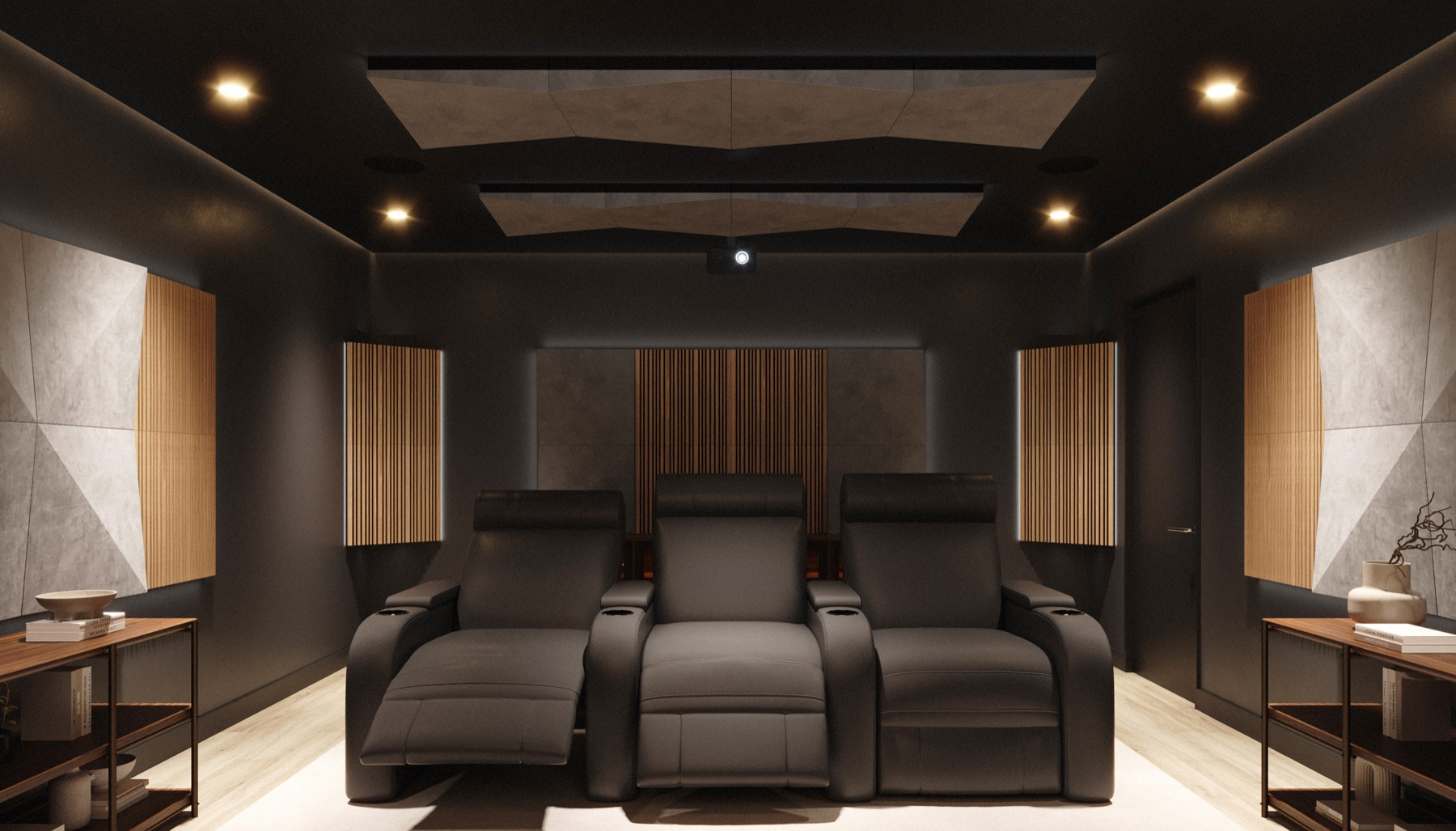 Home cinéma Artnovion Cinema Series, lambris bois acoustique