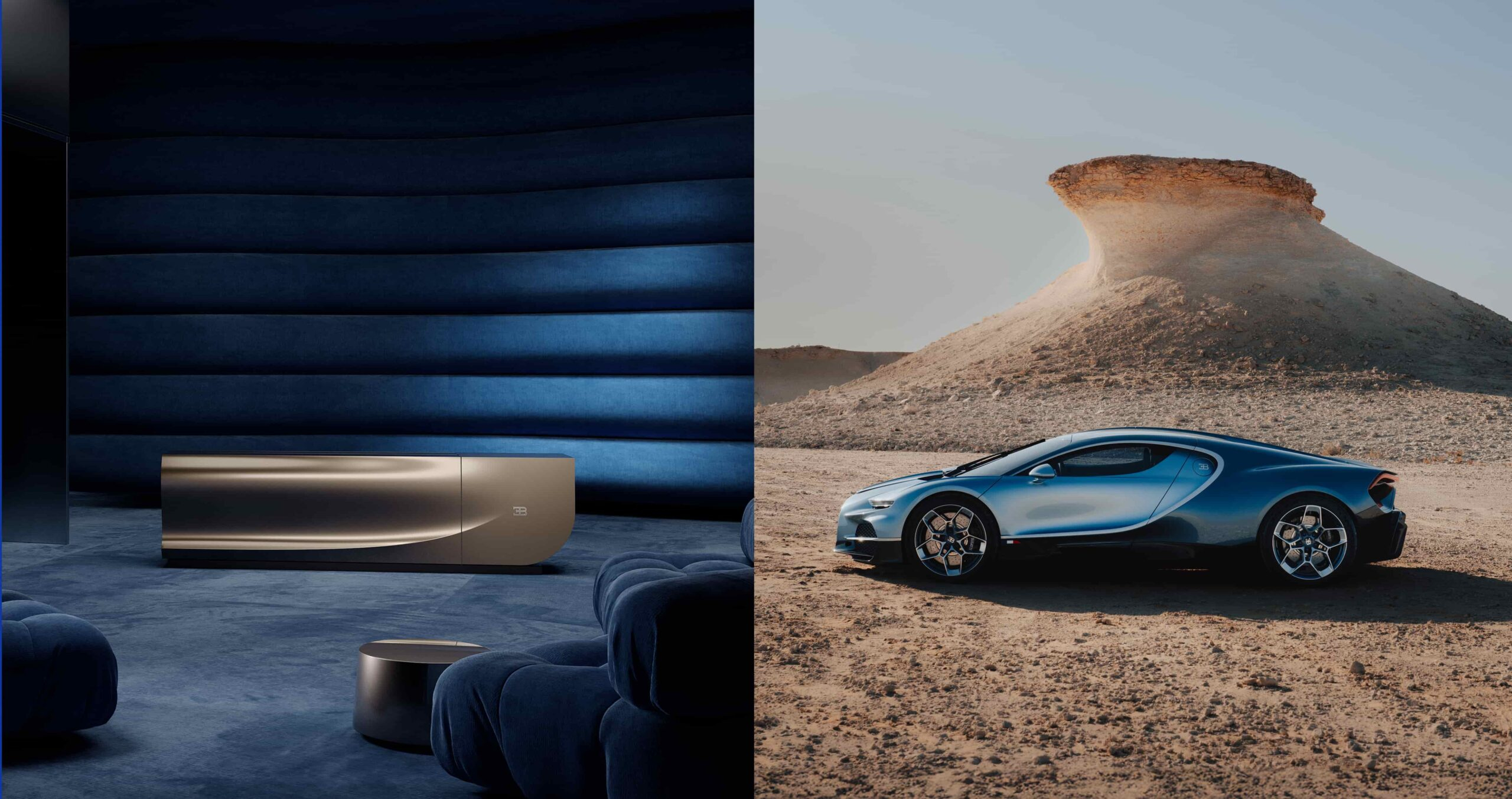 C SEED BUGATTI N1 fermé, face à la Bugatti Tourbillon