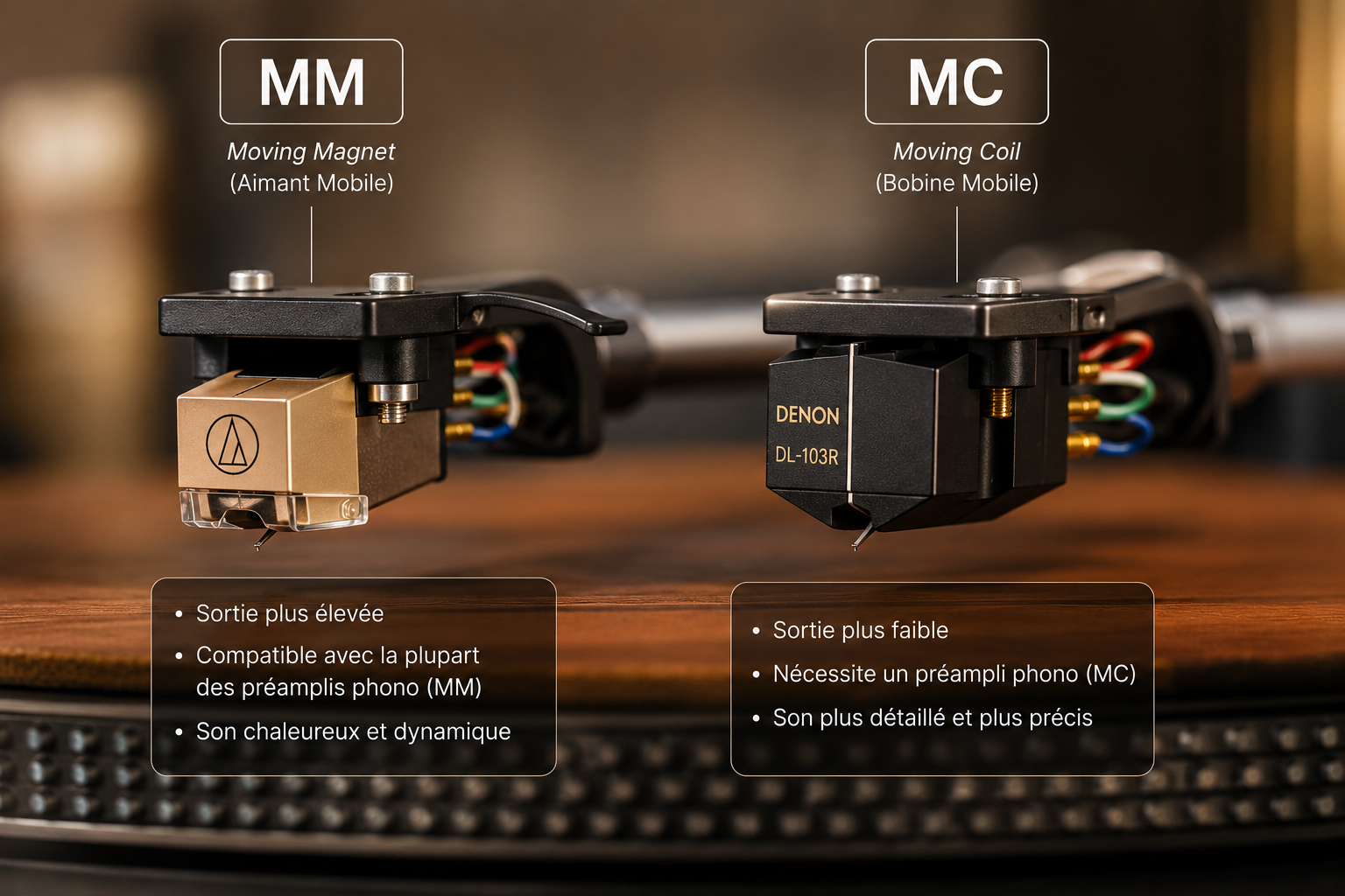 cellule MM et cellule MC pour platine vinyle