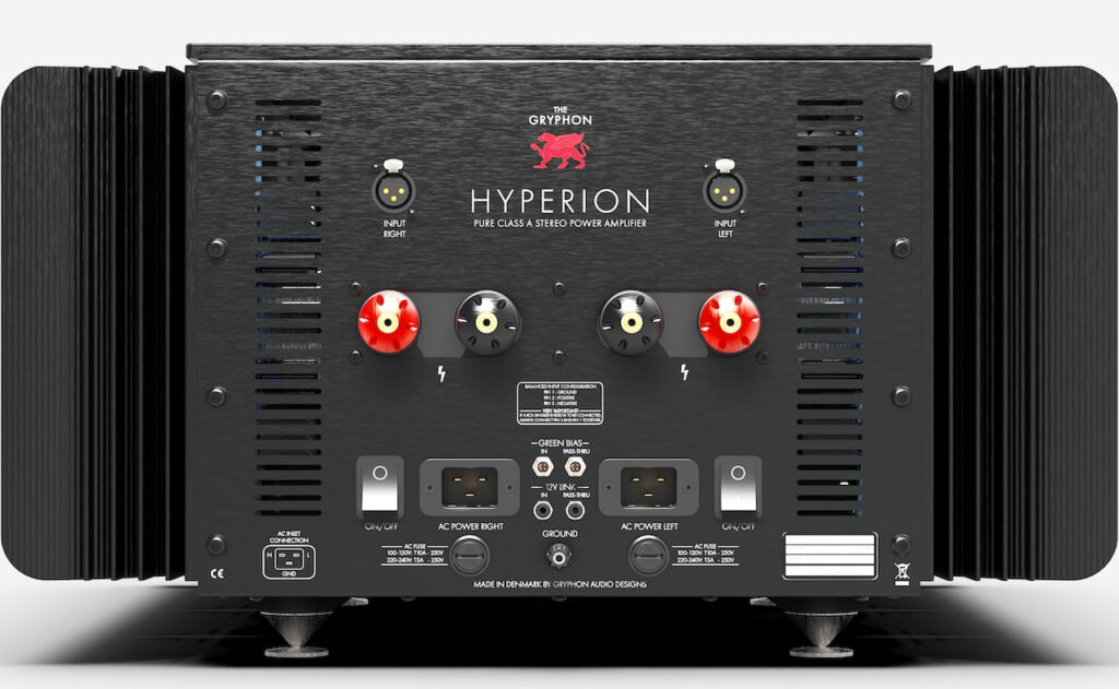 Face arrière du Gryphon Hyperion — entrées XLR Neutrik et bornes haut-parleurs